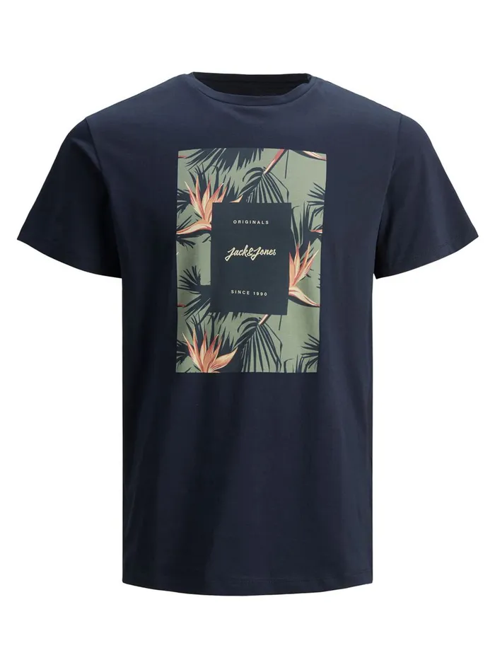 Tshirts JACK and JONES Junior BOYS SQUARE PRINT TSHIRT Blue Navy Blazer Gift Ideas