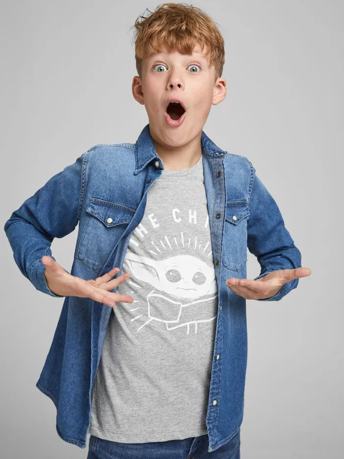Tshirts JACK and JONES Junior BOYS STAR WARS TSHIRT Grey Light Grey Melange Popular