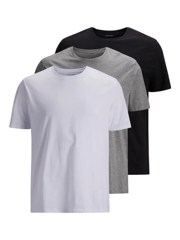 Tshirts JACK and JONES Mens 3PACK BASIC PLUS SIZE TSHIRT White White Gift 4 You