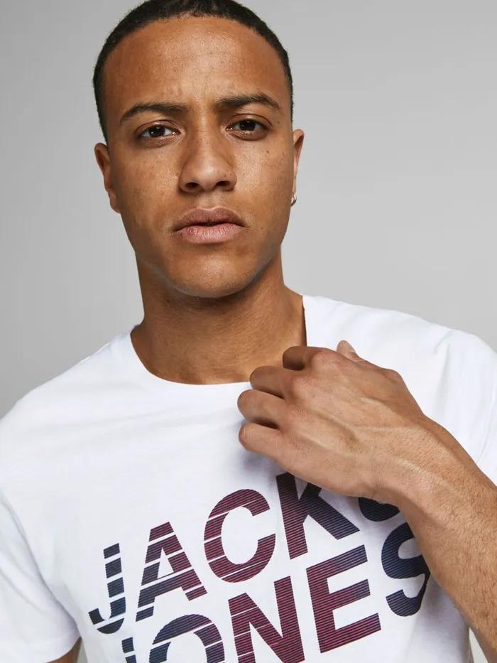 Tshirts JACK and JONES Mens LOGO TSHIRT White White Cheap On Sale