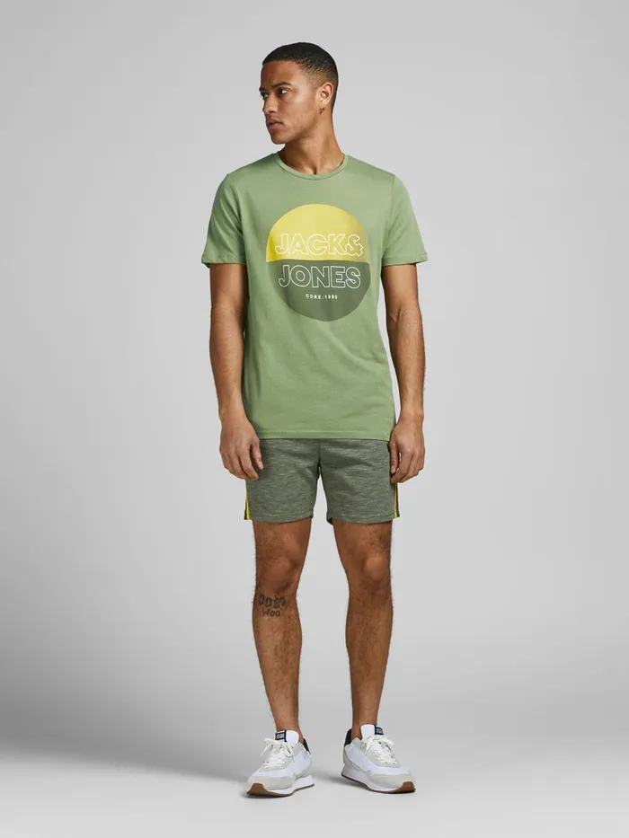 Tshirts JACK and JONES Mens OUTLINED LOGO PRINT TSHIRT Green Oil Green Cheap On Sale