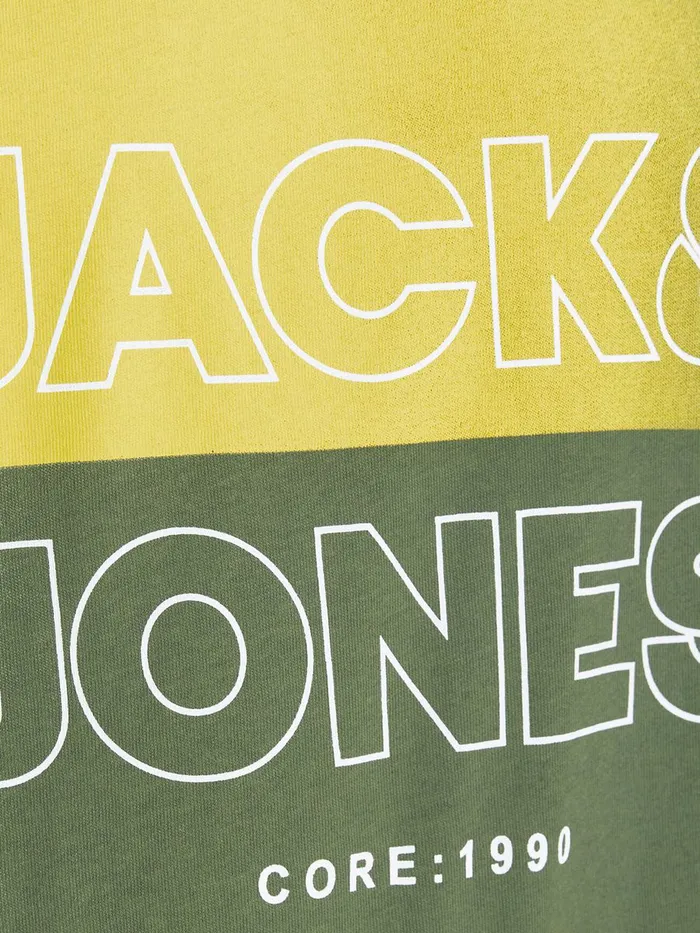 Tshirts JACK and JONES Mens OUTLINED LOGO PRINT TSHIRT Green Oil Green Cheap On Sale