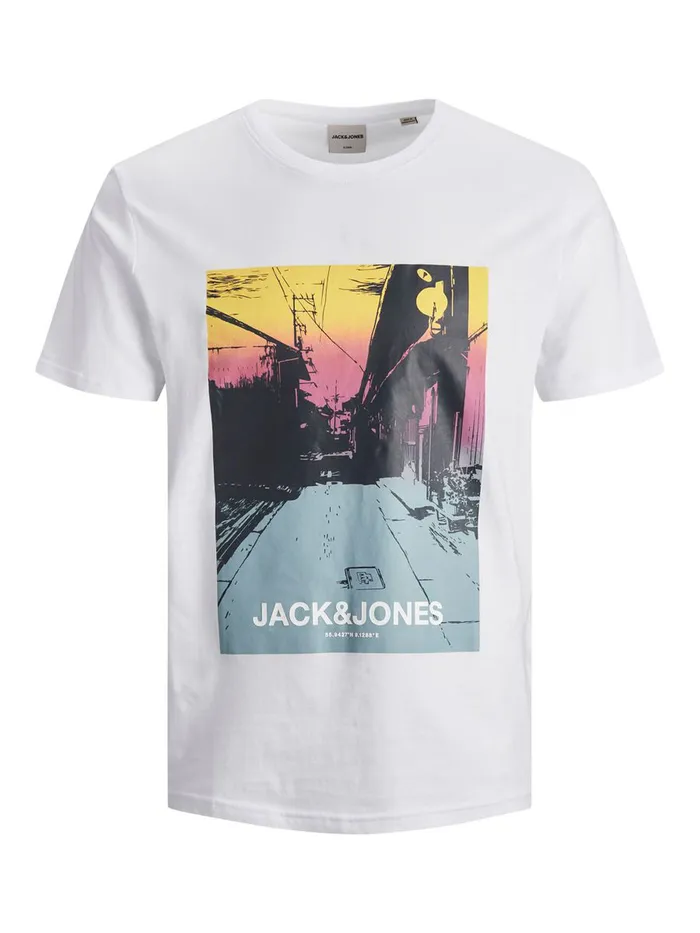 Tshirts JACK and JONES Mens PHOTO PRINT TSHIRT White White Gift for Friend