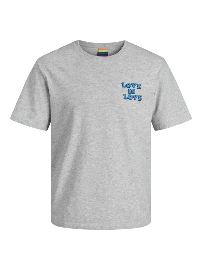 Tshirts JACK and JONES Mens PRIDE TSHIRT Grey Light Grey Melange Casaul