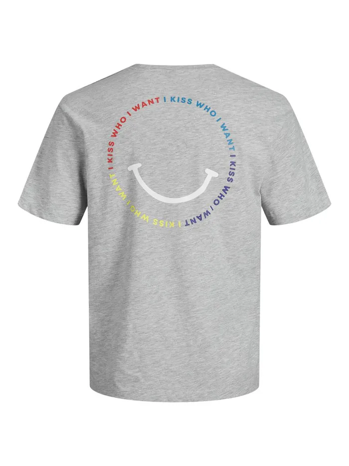 Tshirts JACK and JONES Mens PRIDE TSHIRT Grey Light Grey Melange Casaul