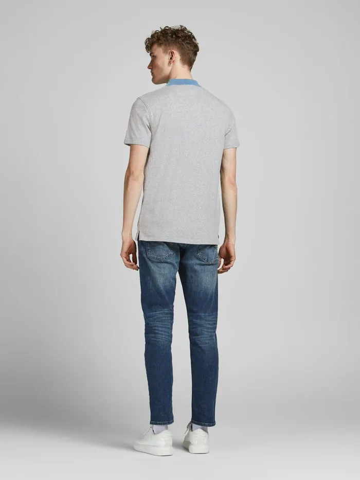 Tshirts JACK and JONES Mens REGULAR FIT KNIT MELANGE TSHIRT Grey Light Grey Melange Casaul