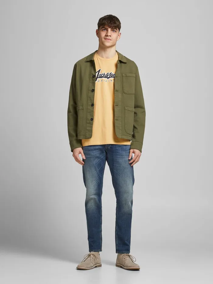 Tshirts JACK and JONES Mens SHADOW LOGO PRINT TSHIRT Yellow Sahara Sun For Sale