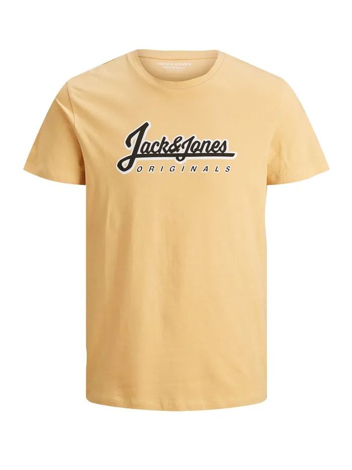 Tshirts JACK and JONES Mens SHADOW LOGO PRINT TSHIRT Yellow Sahara Sun For Sale
