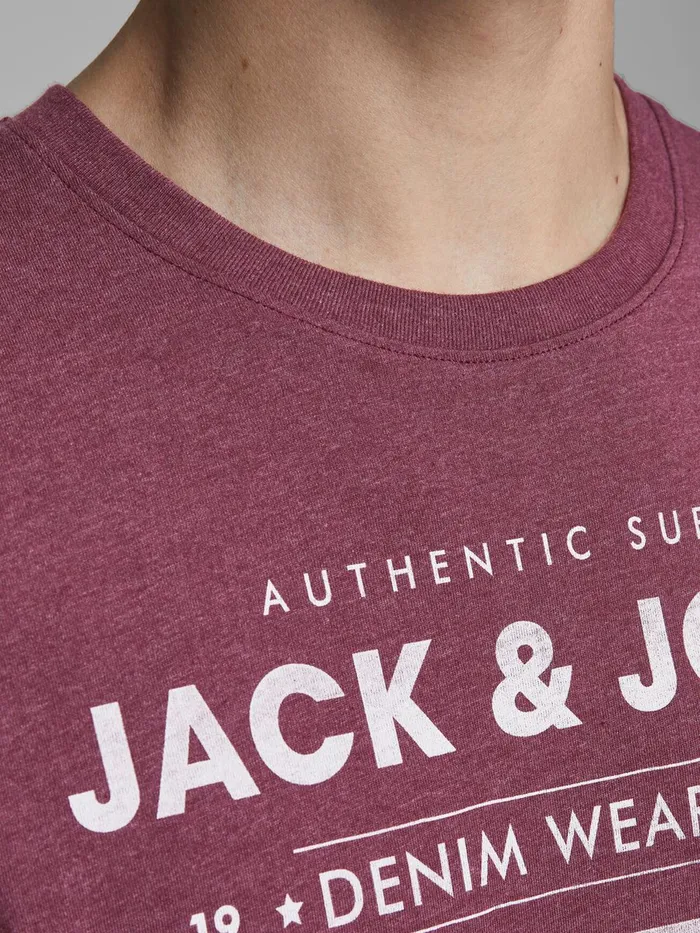 Tshirts JACK and JONES Mens SLIM FIT LOGO TSHIRT Pink Port Royale For Sale