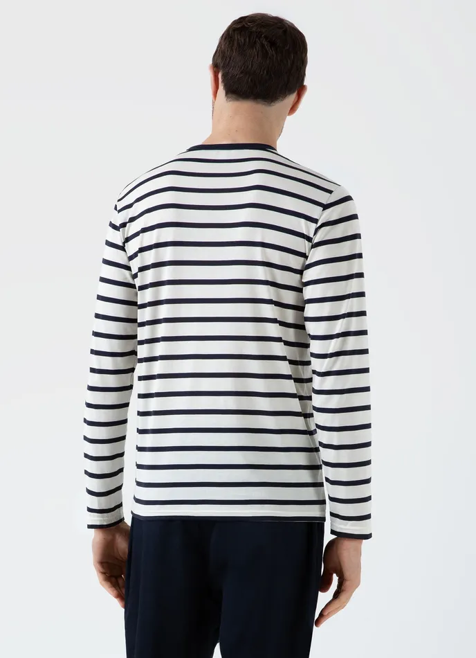 Tshirts Long Sleeve Classic Tshirt EcruNavy Breton Stripe 8211 ussunspel Men Tshirts Long Sleeve Classic Tshirt EcruNavy Breton Stripe 8211 ussunspel Men