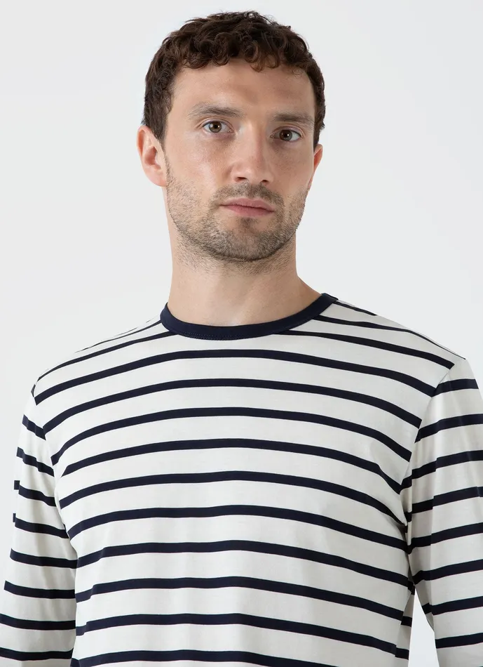 Tshirts Long Sleeve Classic Tshirt EcruNavy Breton Stripe 8211 ussunspel Men Tshirts Long Sleeve Classic Tshirt EcruNavy Breton Stripe 8211 ussunspel Men