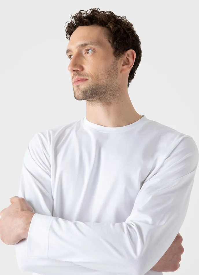 Tshirts ussunspel Men Long Sleeve Riviera Midweight Tshirt White Tshirts ussunspel Men Long Sleeve Riviera Midweight Tshirt White