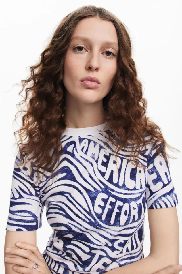 TShirts Women Desigual Blue American Magic Tshirt Blue