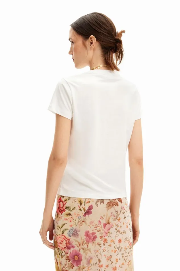 TShirts Women Desigual Flower Illustration Tshirt White