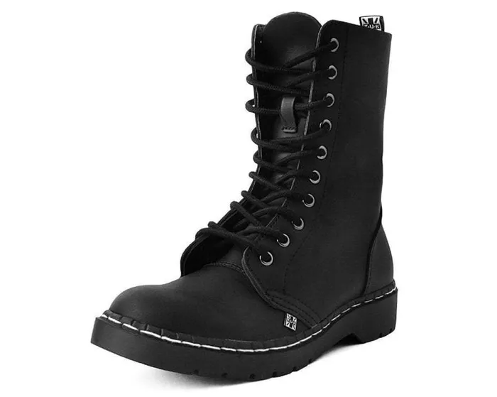 TUK Shoes Boots Men Black Faux Leather 10Eyelet Gibson Boots