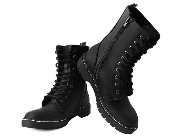 TUK Shoes Boots Men Black Faux Leather 10Eyelet Gibson Boots TUK Shoes Boots Men Black Faux Leather 10Eyelet Gibson Boots