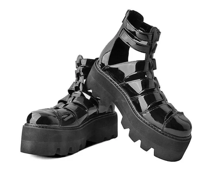 TUK Shoes Boots Men Black Patent Gladiator Dino Lug Sandal TUK Shoes Boots Men Black Patent Gladiator Dino Lug Sandal