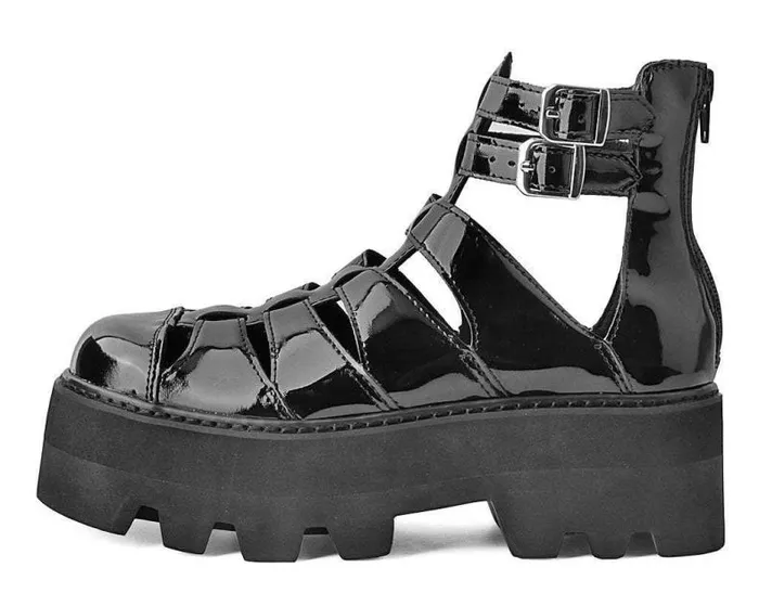 TUK Shoes Boots Men Black Patent Gladiator Dino Lug Sandal TUK Shoes Boots Men Black Patent Gladiator Dino Lug Sandal