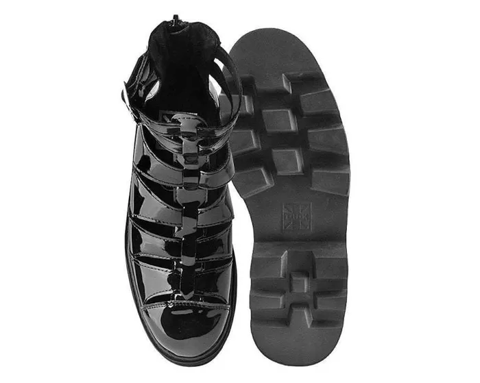 TUK Shoes Boots Men Black Patent Gladiator Dino Lug Sandal TUK Shoes Boots Men Black Patent Gladiator Dino Lug Sandal