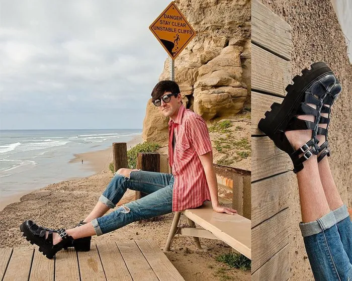 TUK Shoes Boots Men Black Patent Gladiator Dino Lug Sandal TUK Shoes Boots Men Black Patent Gladiator Dino Lug Sandal