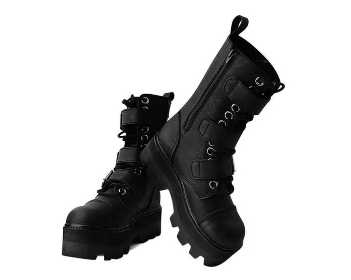 TUK Shoes Boots Women Black 12Eye 3Strap Dino Boot TUK Shoes Boots Women Black 12Eye 3Strap Dino Boot