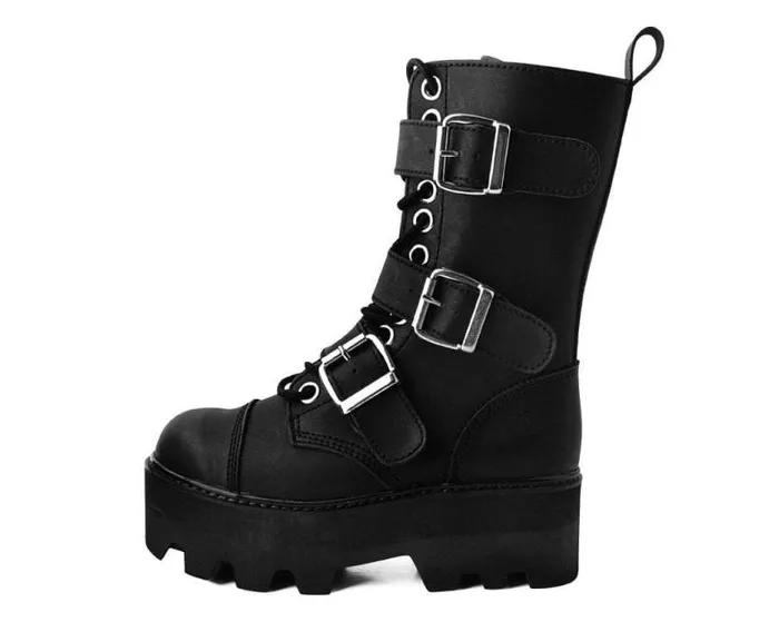 TUK Shoes Boots Women Black 12Eye 3Strap Dino Boot TUK Shoes Boots Women Black 12Eye 3Strap Dino Boot