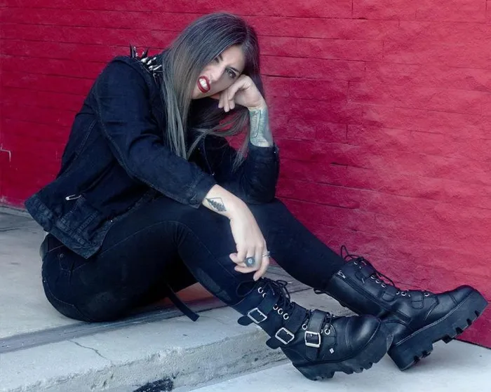 TUK Shoes Boots Women Black 12Eye 3Strap Dino Boot TUK Shoes Boots Women Black 12Eye 3Strap Dino Boot
