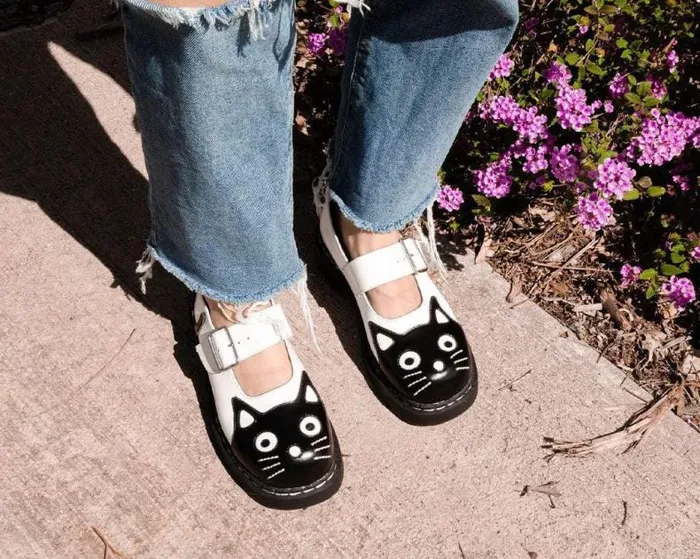 TUK Shoes Mary Janes Women White And Black Kitty Mary Jane TUK Shoes Mary Janes Women White And Black Kitty Mary Jane