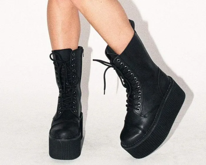 TUK Shoes Platforms Women Black 12Eye Casbah Stratocreeper Boot TUK Shoes Platforms Women Black 12Eye Casbah Stratocreeper Boot