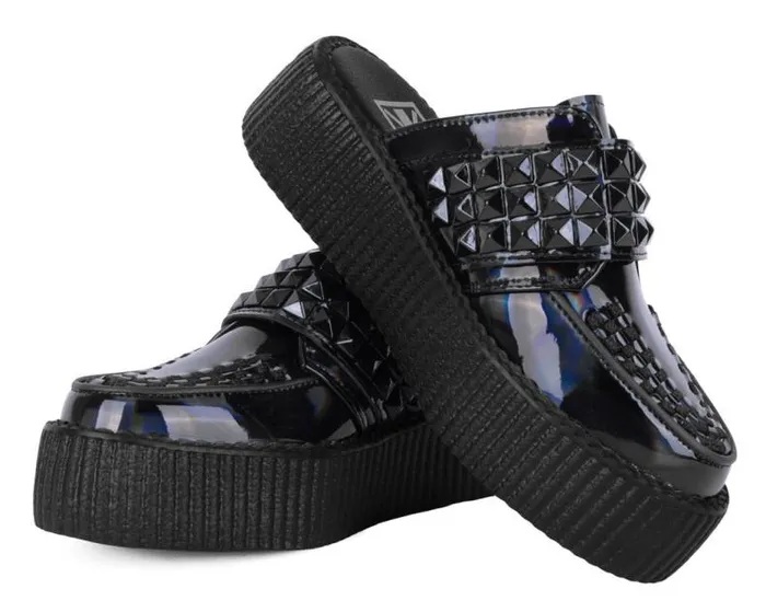TUK Shoes Platforms Women Black Rainbow Haze Studded Creeper Mule