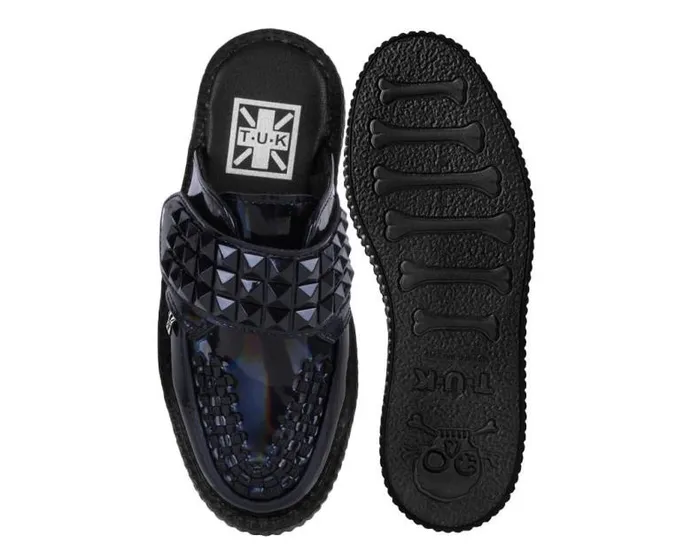 TUK Shoes Platforms Women Black Rainbow Haze Studded Creeper Mule