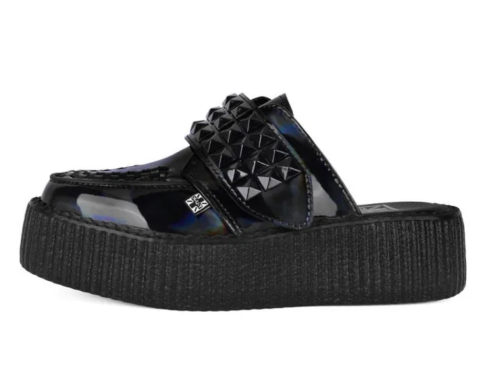TUK Shoes Platforms Women Black Rainbow Haze Studded Creeper Mule