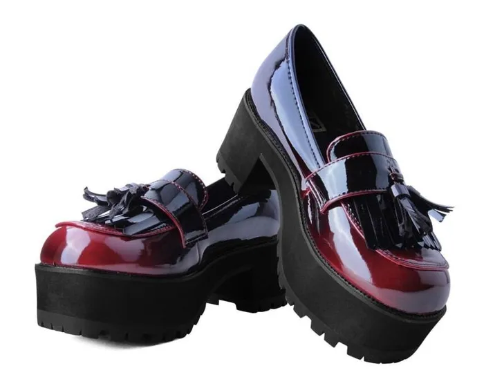 TUK Shoes Platforms Women Burgundy Gradient Loafer Platform TUK Shoes Platforms Women Burgundy Gradient Loafer Platform