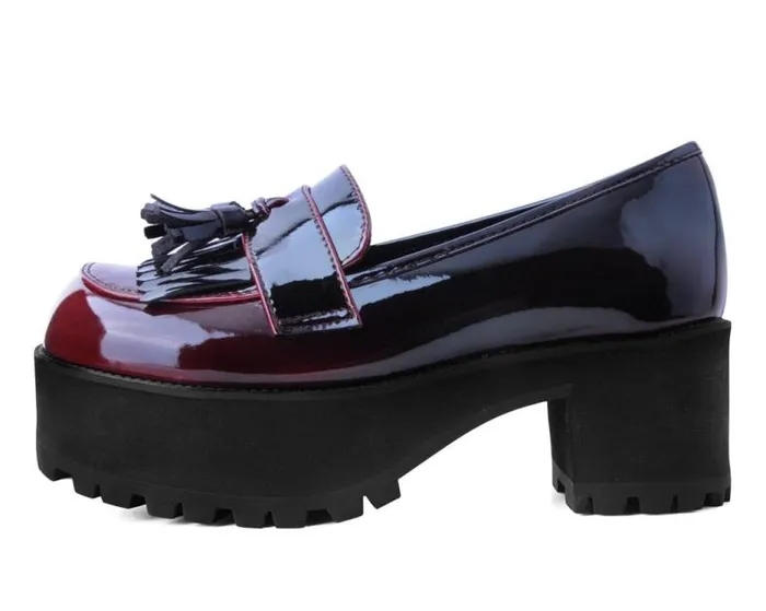 TUK Shoes Platforms Women Burgundy Gradient Loafer Platform TUK Shoes Platforms Women Burgundy Gradient Loafer Platform