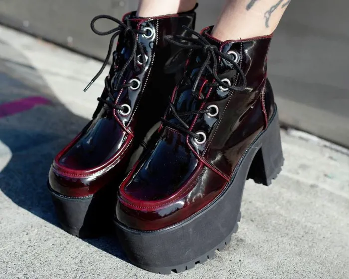 TUK Shoes Platforms Women Burgundy Gradient Nosebleed TUK Shoes Platforms Women Burgundy Gradient Nosebleed