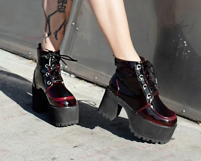 TUK Shoes Platforms Women Burgundy Gradient Nosebleed TUK Shoes Platforms Women Burgundy Gradient Nosebleed