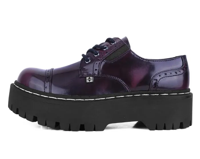 TUK Shoes Platforms Women Burgundy RubOff Double Decker Brogue TUK Shoes Platforms Women Burgundy RubOff Double Decker Brogue