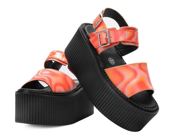 TUK Shoes Platforms Women Orange Wavy Strato Sandal
