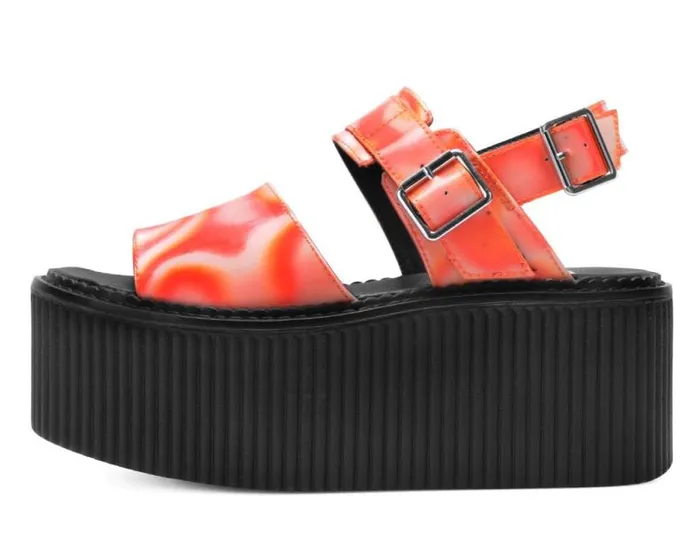 TUK Shoes Platforms Women Orange Wavy Strato Sandal