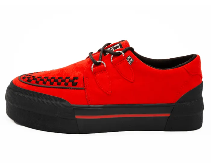 TUK Shoes Platforms Women Red Faux Suede Platform Creeper Sneaker TUK Shoes Platforms Women Red Faux Suede Platform Creeper Sneaker