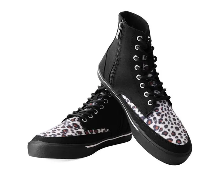 TUK Shoes Sneakers Women Black Canvas and Leopard 8Eye Sneaker Boot TUK Shoes Sneakers Women Black Canvas and Leopard 8Eye Sneaker Boot