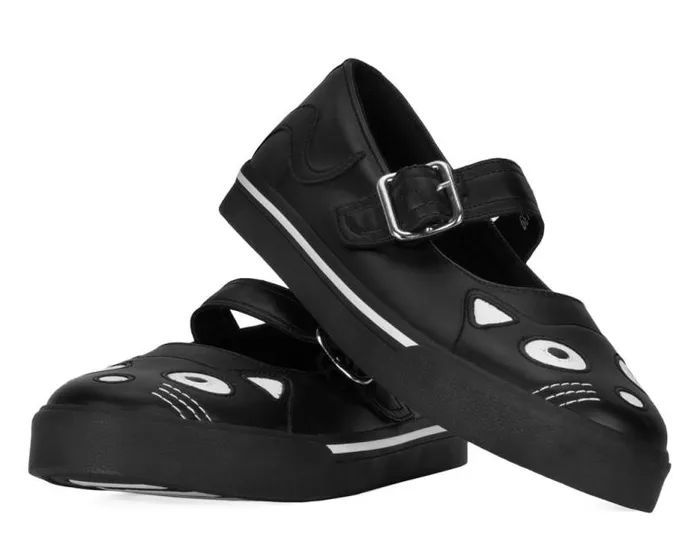 TUK Shoes Sneakers Women Black Kitty Face Vegan Mary Jane Sneakers TUK Shoes Sneakers Women Black Kitty Face Vegan Mary Jane Sneakers