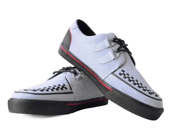 TUK Shoes Sneakers Women Grey Suede and Red Trim Interlace Sneaker TUK Shoes Sneakers Women Grey Suede and Red Trim Interlace Sneaker