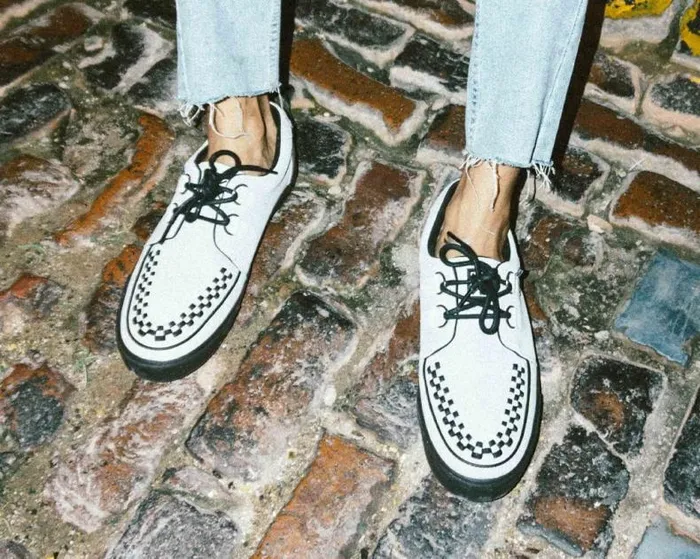 TUK Shoes Sneakers Women Grey Suede and Red Trim Interlace Sneaker TUK Shoes Sneakers Women Grey Suede and Red Trim Interlace Sneaker