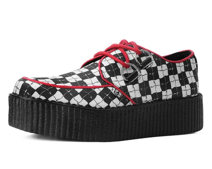 TUK Shoes Vegan Men Black and White Checkered Barbwire Viva Mondo Creeper