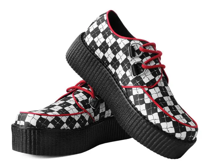 TUK Shoes Vegan Men Black and White Checkered Barbwire Viva Mondo Creeper TUK Shoes Vegan Men Black and White Checkered Barbwire Viva Mondo Creeper