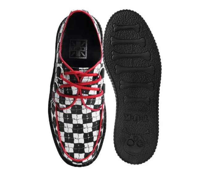 TUK Shoes Vegan Men Black and White Checkered Barbwire Viva Mondo Creeper TUK Shoes Vegan Men Black and White Checkered Barbwire Viva Mondo Creeper