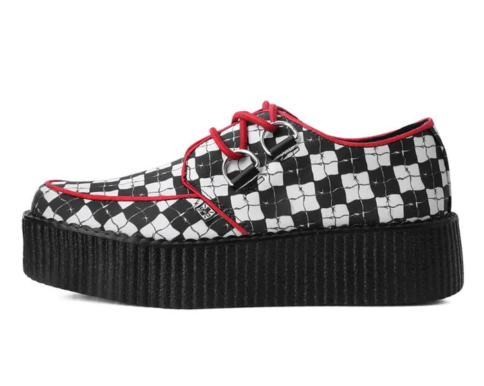 TUK Shoes Vegan Men Black and White Checkered Barbwire Viva Mondo Creeper TUK Shoes Vegan Men Black and White Checkered Barbwire Viva Mondo Creeper