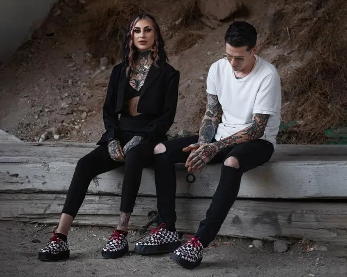 TUK Shoes Vegan Men Black and White Checkered Barbwire Viva Mondo Creeper TUK Shoes Vegan Men Black and White Checkered Barbwire Viva Mondo Creeper