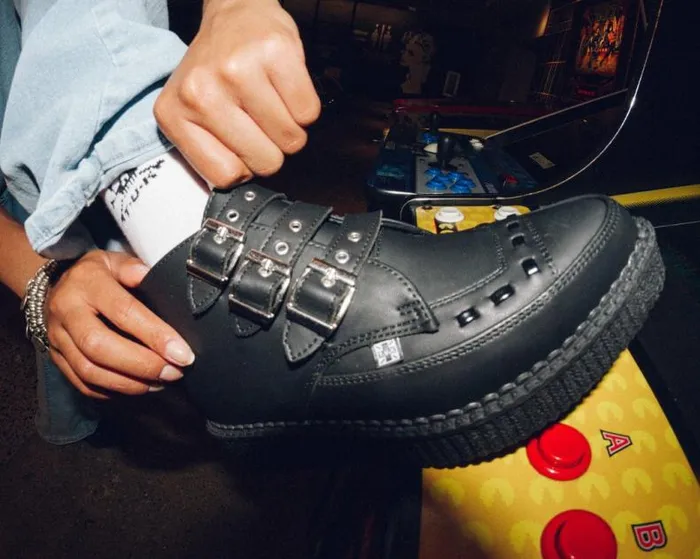 TUK Shoes Vegan Men Black Vegan TUKskin 3Buckle Strap Pointed Toe Creeper Boots TUK Shoes Vegan Men Black Vegan TUKskin 3Buckle Strap Pointed Toe Creeper Boots